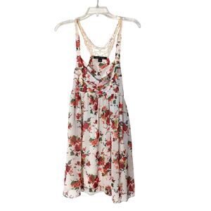 Sweet Rain Floral Dress with crocheted straps lined size Large